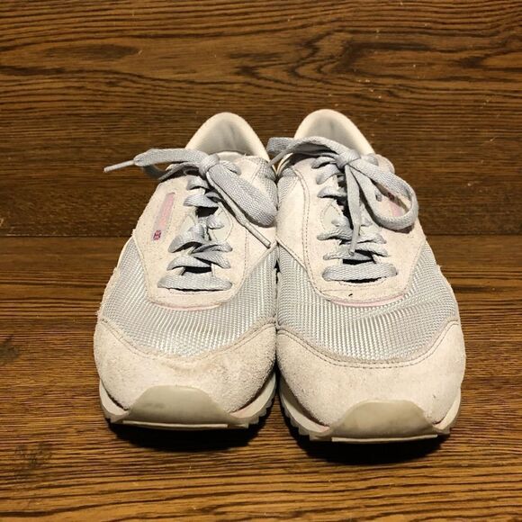 Reebok classic gray suede shoes pink mesh sneakers womens size 10 - Picture 2 of 8